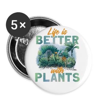 La vie animale est meilleure avec les plantes - Lot de 5 grands badges (56 mm) - blanc - Devant