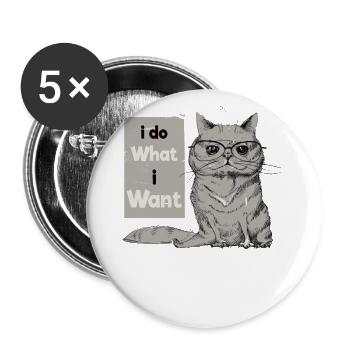 Life is better with cats. I do what - Buttons large 2.2''/56 mm (5-pack) - white - Front