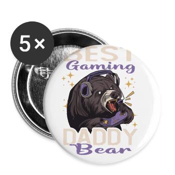 Ich Kann Dich Nicht Hören Best Gaming Daddy Bear - Buttons groß 56 mm (5er Pack) - Weiß - Vorne