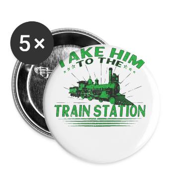 Zug Und Usa-flagge Ich Spiele Immer Noch Mit Zug - Buttons groß 56 mm (5er Pack) - Weiß - Vorne