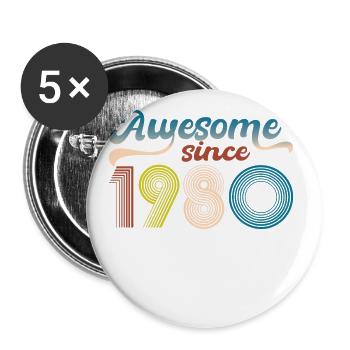 Vintage 1980 Retro Bitrthday Edition Limitée - Lot de 5 grands badges (56 mm) - blanc - Devant