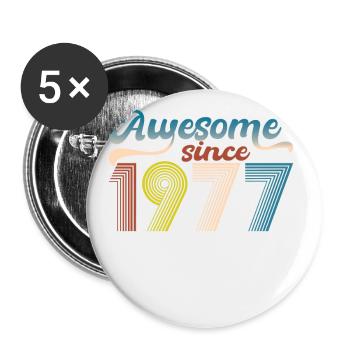 Vintage 1977 Retro Bitrthday Limited Edition - Buttons large 2.2''/56 mm (5-pack) - white - Front