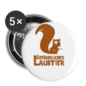 Gefährliches Laubtier Eichhörnchen - Buttons groß 56 mm (5er Pack) - Weiß - Vorne