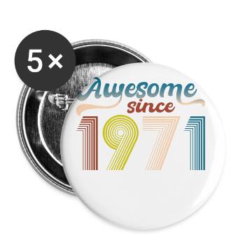 Jahrgang 1971 Retro Bitrthday Limited Edition - Buttons groß 56 mm (5er Pack) - Weiß - Vorne