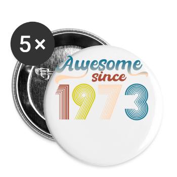 Vintage 1973 Retro Bitrthday Limited Edition - Buttons large 2.2''/56 mm (5-pack) - white - Front