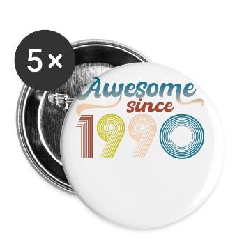 Jahrgang 1990 Retro Bitrthday Limited Edition - Buttons groß 56 mm (5er Pack) - Weiß - Vorne