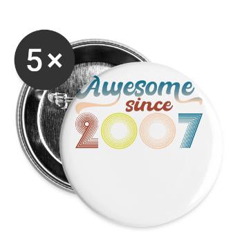 Fantastique depuis 2007 Retro 16th Bitrthday - Lot de 5 grands badges (56 mm) - blanc - Devant