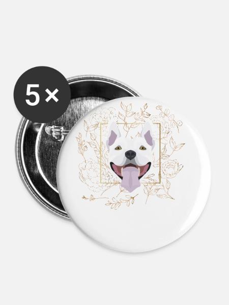 Goldener Hund Bullterrier - Buttons groß 56 mm (5er Pack) - Weiß