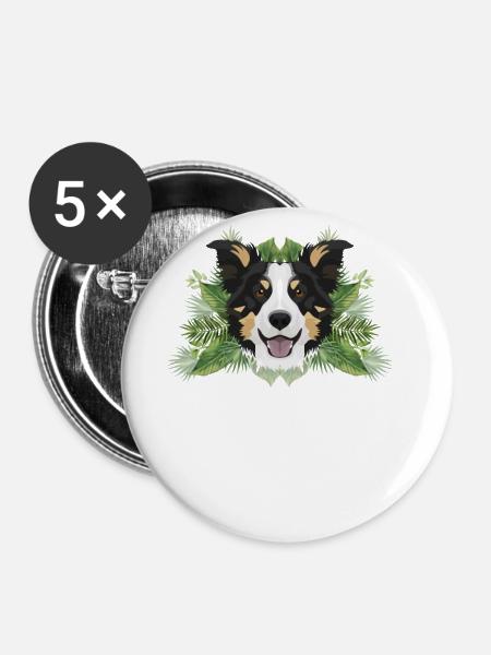 Tropical Border Collie - Buttons groß 56 mm (5er Pack) - Weiß