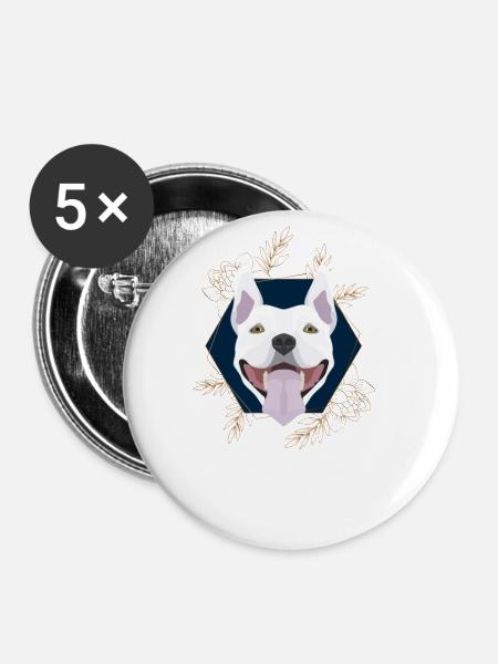 Goldener Hund Bullterrier - Buttons groß 56 mm (5er Pack) - Weiß