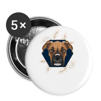 Goldener Hund Deutscher Boxer - Buttons groß 56 mm (5er Pack) - Weiß - Vorne