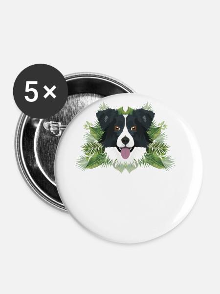 Tropical Border Collie - Buttons groß 56 mm (5er Pack) - Weiß