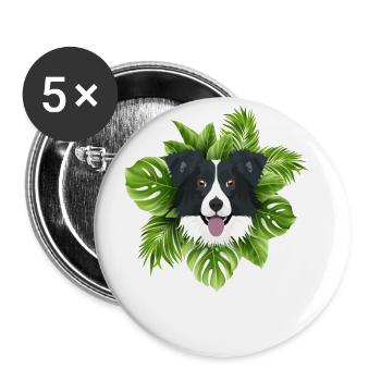 Tropical Border Collie - Lot de 5 grands badges (56 mm) - blanc - Devant