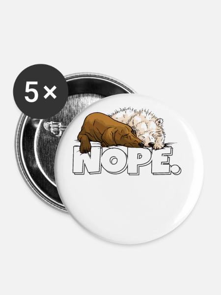 Font Nope Bären Schlafen - Buttons groß 56 mm (5er Pack) - Weiß