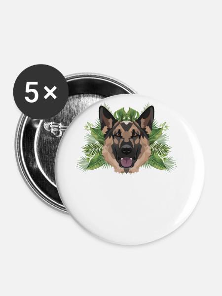 Tropical Deutscher Schäferhund - Buttons groß 56 mm (5er Pack) - Weiß