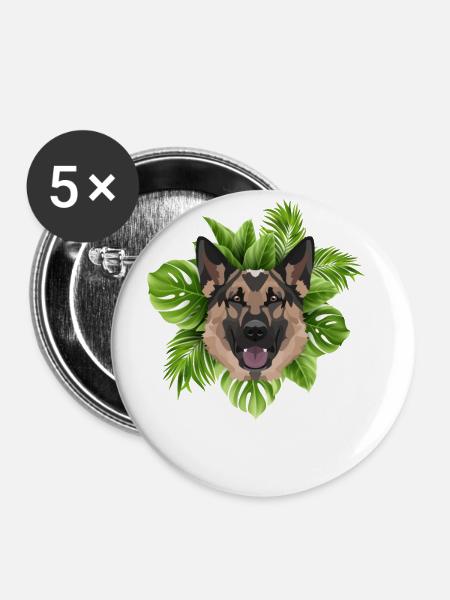 Tropical Deutscher Schäferhund - Buttons groß 56 mm (5er Pack) - Weiß