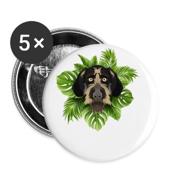 Tropical Deutsch Drahthaar - Buttons groß 56 mm (5er Pack) - Weiß - Vorne