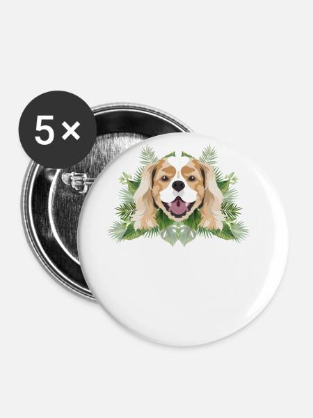 Tropical Cavalier King Charles Spaniel - Buttons groß 56 mm (5er Pack) - Weiß