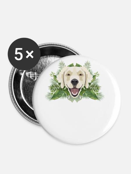 Tropical Golden Retriever - Buttons groß 56 mm (5er Pack) - Weiß