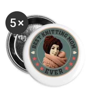 Nähen Stricken Häkeln Mama Best Knitting Mom Ever - Buttons groß 56 mm (5er Pack) - Weiß - Vorne
