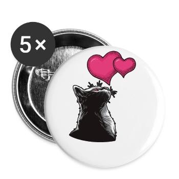 La fille aime les chats Chat aime avec cœur - Lot de 5 grands badges (56 mm) - blanc - Devant