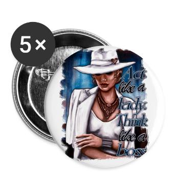 girlboss Illustration Frau - Buttons groß 56 mm (5er Pack) - Weiß - Vorne