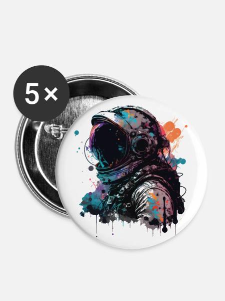 Gothic Astronaut - Buttons groß 56 mm (5er Pack) - Weiß