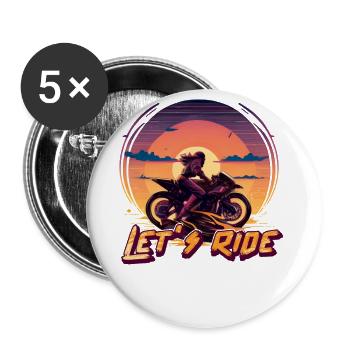 Radrennrad Let’s Ride Biker Lives Matter - Lot de 5 grands badges (56 mm) - blanc - Devant