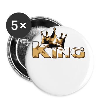 Couronne avec lettrage King - Lot de 5 grands badges (56 mm) - blanc - Devant