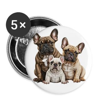 French Bulldog Family - Buttons large 2.2''/56 mm (5-pack) - white - Front