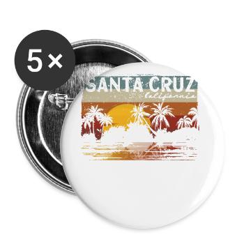 70er 80er In Der Kalifornischen Stadt Santa Cruz - Buttons groß 56 mm (5er Pack) - Weiß - Vorne