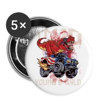 10e anniversaire Enfants Monster Dino Truck Je suis - Lot de 5 grands badges (56 mm) - blanc - Devant