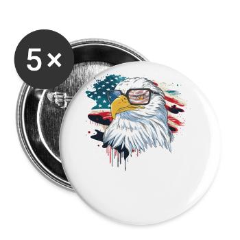 U.S. flag American Power July 4 - Buttons large 2.2''/56 mm (5-pack) - white - Front
