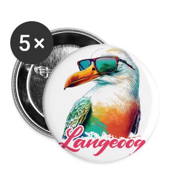 Langeoog holiday cool colorful seagull with sunglasses - Buttons large 2.2''/56 mm (5-pack) - white - Front