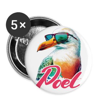 Poel holiday cool colorful seagull with sunglasses - Buttons large 2.2''/56 mm (5-pack) - white - Front