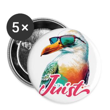 Juist holiday cool colorful seagull with sunglasses - Buttons large 2.2''/56 mm (5-pack) - white - Front
