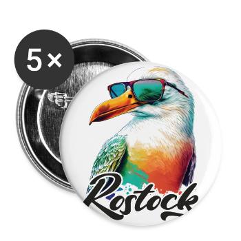 Rostock holiday cool colorful seagull with sunglasses - Buttons large 2.2''/56 mm (5-pack) - white - Front