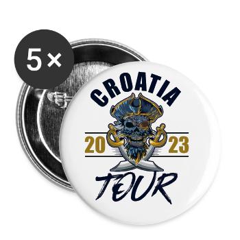 Croatie 2023 Skeleton - Lot de 5 grands badges (56 mm) - blanc - Devant