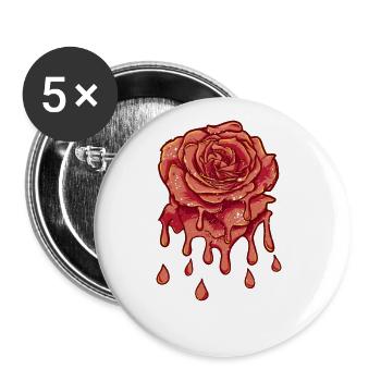 Die Rote Japanische Retro Rosen-grafik - Buttons groß 56 mm (5er Pack) - Weiß - Vorne