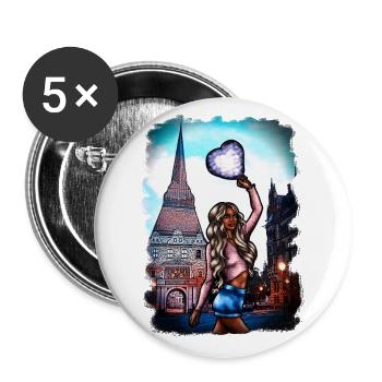 Blonde at the Stone Gate Rostock Illustration - Buttons large 2.2''/56 mm (5-pack) - white - Front