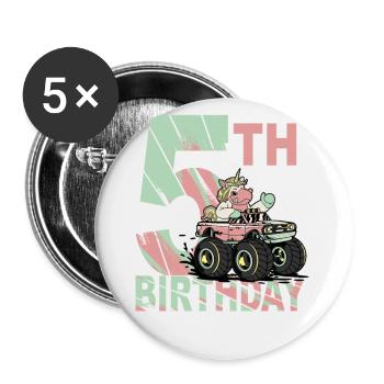 Girl's birthday 5 years I am already 5 years old - Buttons large 2.2''/56 mm (5-pack) - white - Front