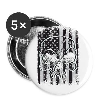 Colorful Skull Cool Skull with USA Flag - Buttons large 2.2''/56 mm (5-pack) - white - Front
