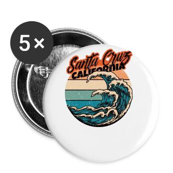 70er 80er In Der Kalifornischen Stadt Santa Cruz - Buttons groß 56 mm (5er Pack) - Weiß - Vorne