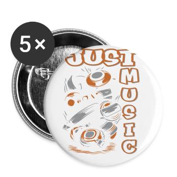 Musican Lover Casque Just Music - Lot de 5 grands badges (56 mm) - blanc - Devant