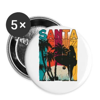 70er 80er In Der Kalifornischen Stadt Santa Cruz - Buttons groß 56 mm (5er Pack) - Weiß - Vorne
