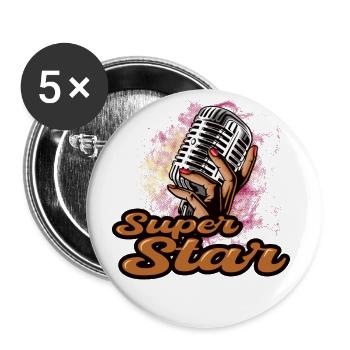Soyez le centre de l’attention avec notre super - Lot de 5 grands badges (56 mm) - blanc - Devant