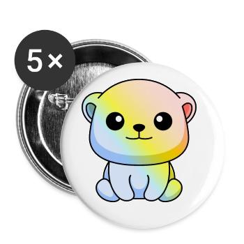 Eisbär Comic Tier - Buttons groß 56 mm (5er Pack) - Weiß - Vorne