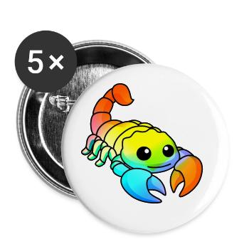 Skorpion Comic Tier - Buttons groß 56 mm (5er Pack) - Weiß - Vorne