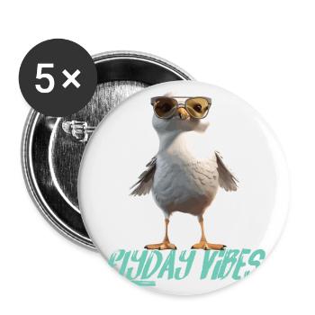 Seagull Flyday Vibes Cool Cute Summer Holiday - Buttons large 2.2''/56 mm (5-pack) - white - Front