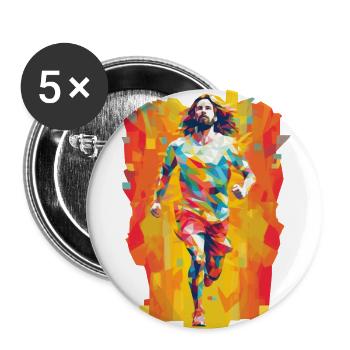 Équipe Jesus Low Poly Christian Hero - Lot de 5 grands badges (56 mm) - blanc - Devant